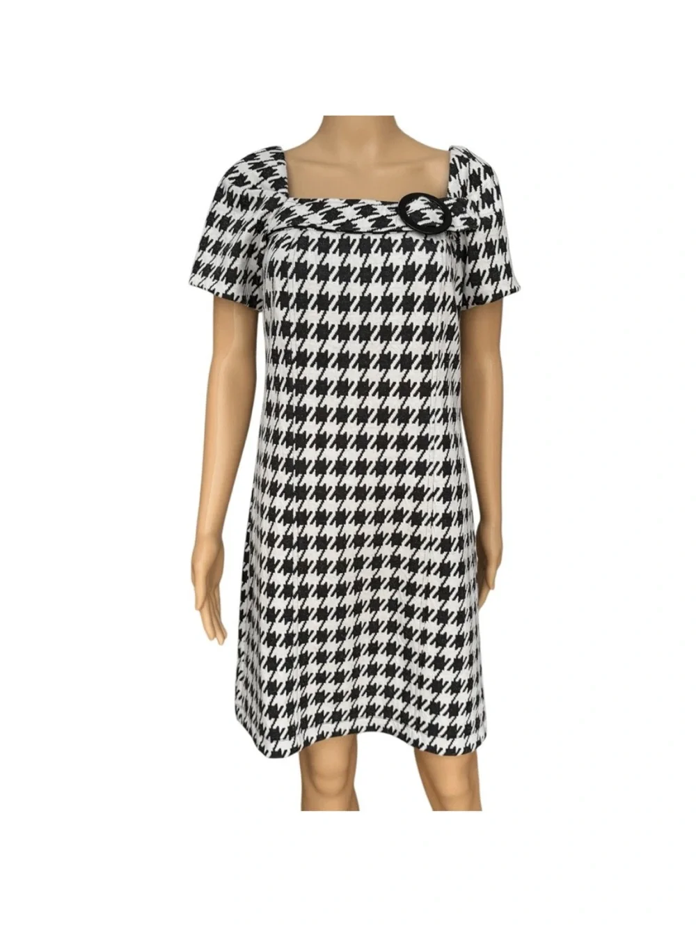 CHRIS McLauglin Black and White Houndstooth Knee-Length Dress size 14 - Picture 1 of 10